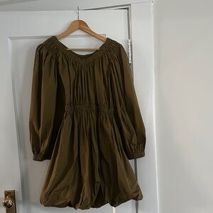 Ulla Johnson Olive Green Long Sleeve Dress